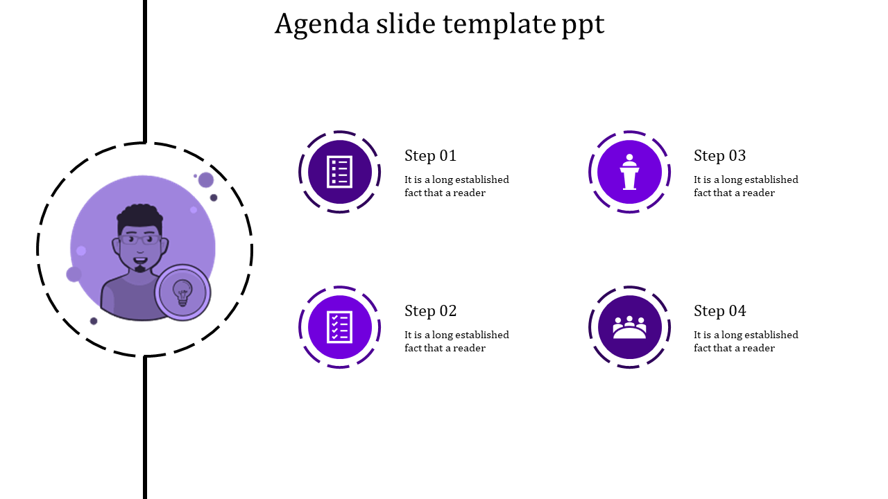 Simple  Agenda PowerPoint Template For Business Presentation
